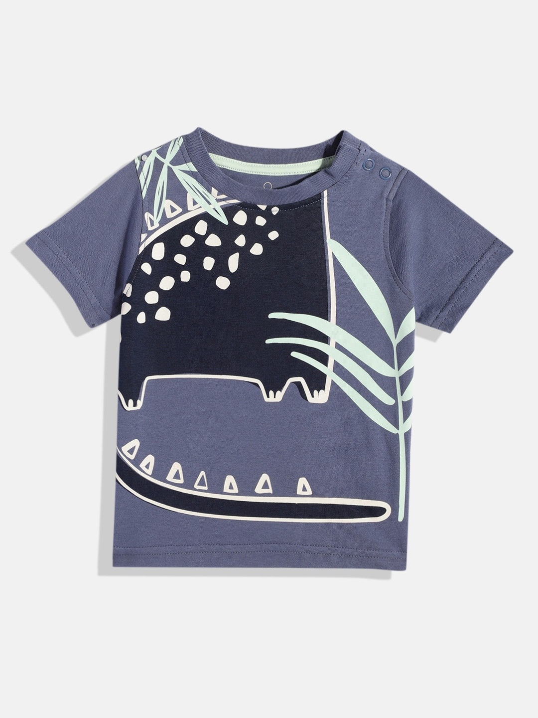 

mothercare Boys Animal Print Knitted Pure Cotton T-shirt, Blue