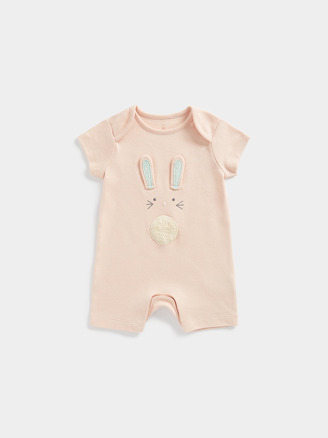 

mothercare Girls Pure Cotton Applique Romper, Peach