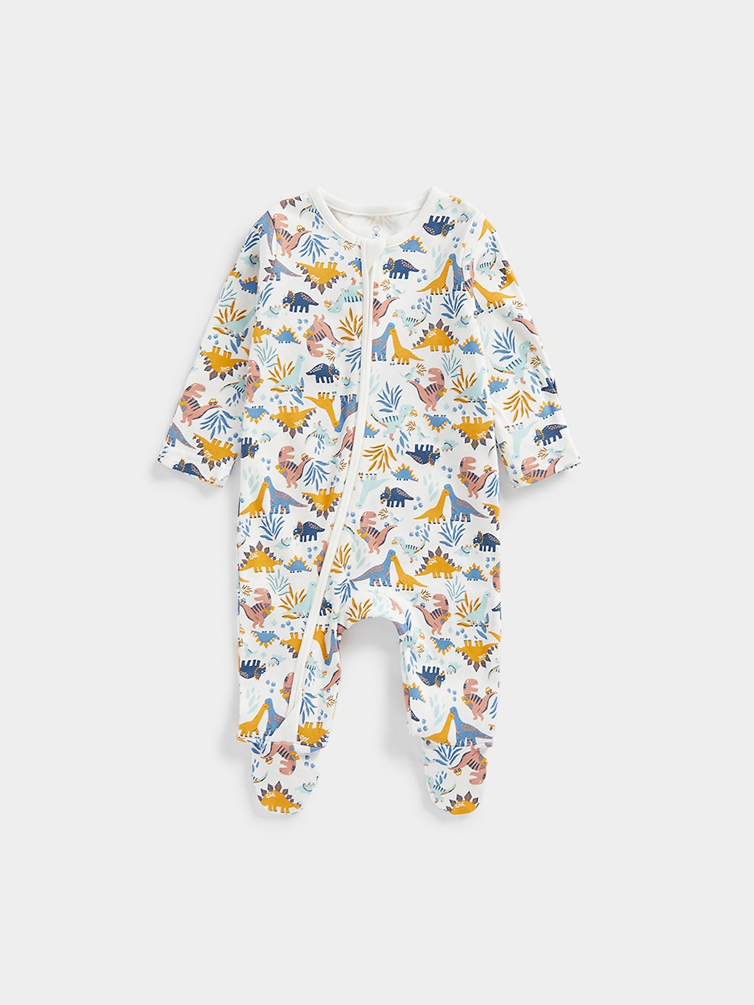 

mothercare Infants Pure Cotton Dinosaur Printed Sleepsuit, Multi