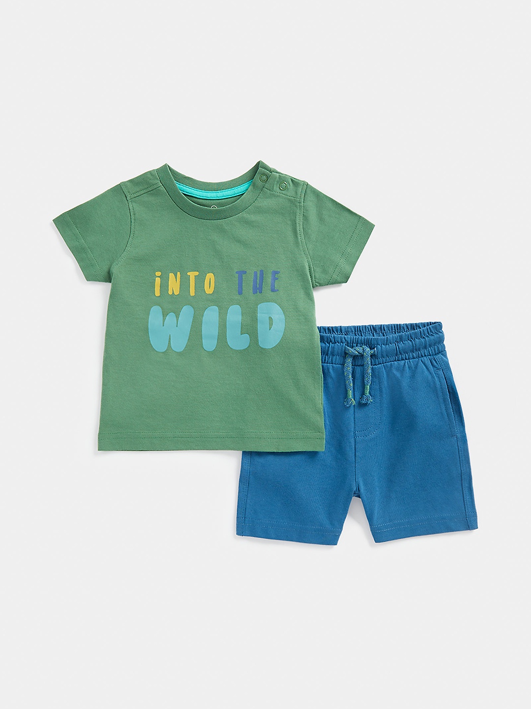 

mothercare Boys Printed Pure Cotton T-shirt with Shorts Set, Green