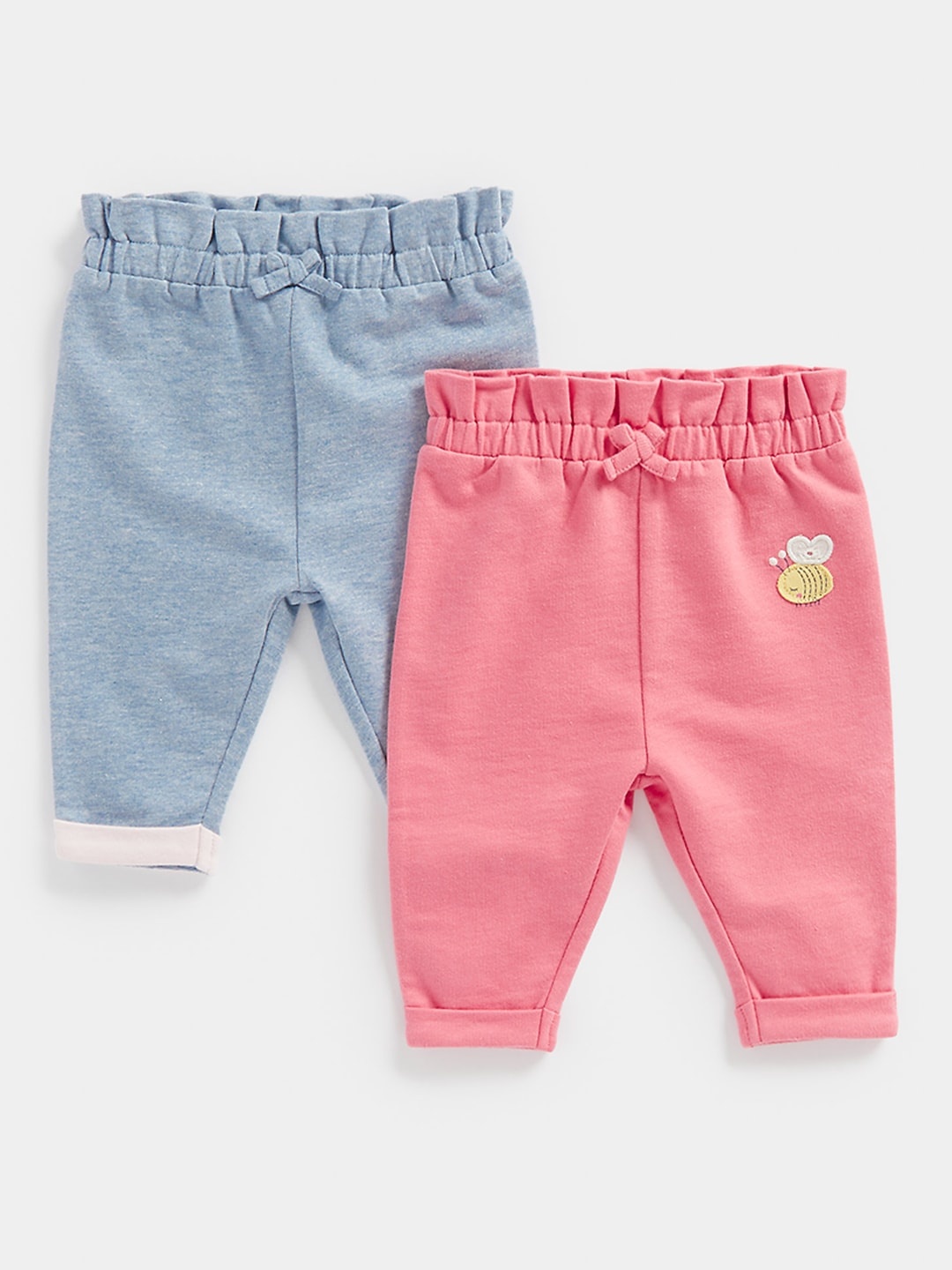 

mothercare Infants Pack of 2 Pure Cotton Relaxed Fit Joggers, Pink