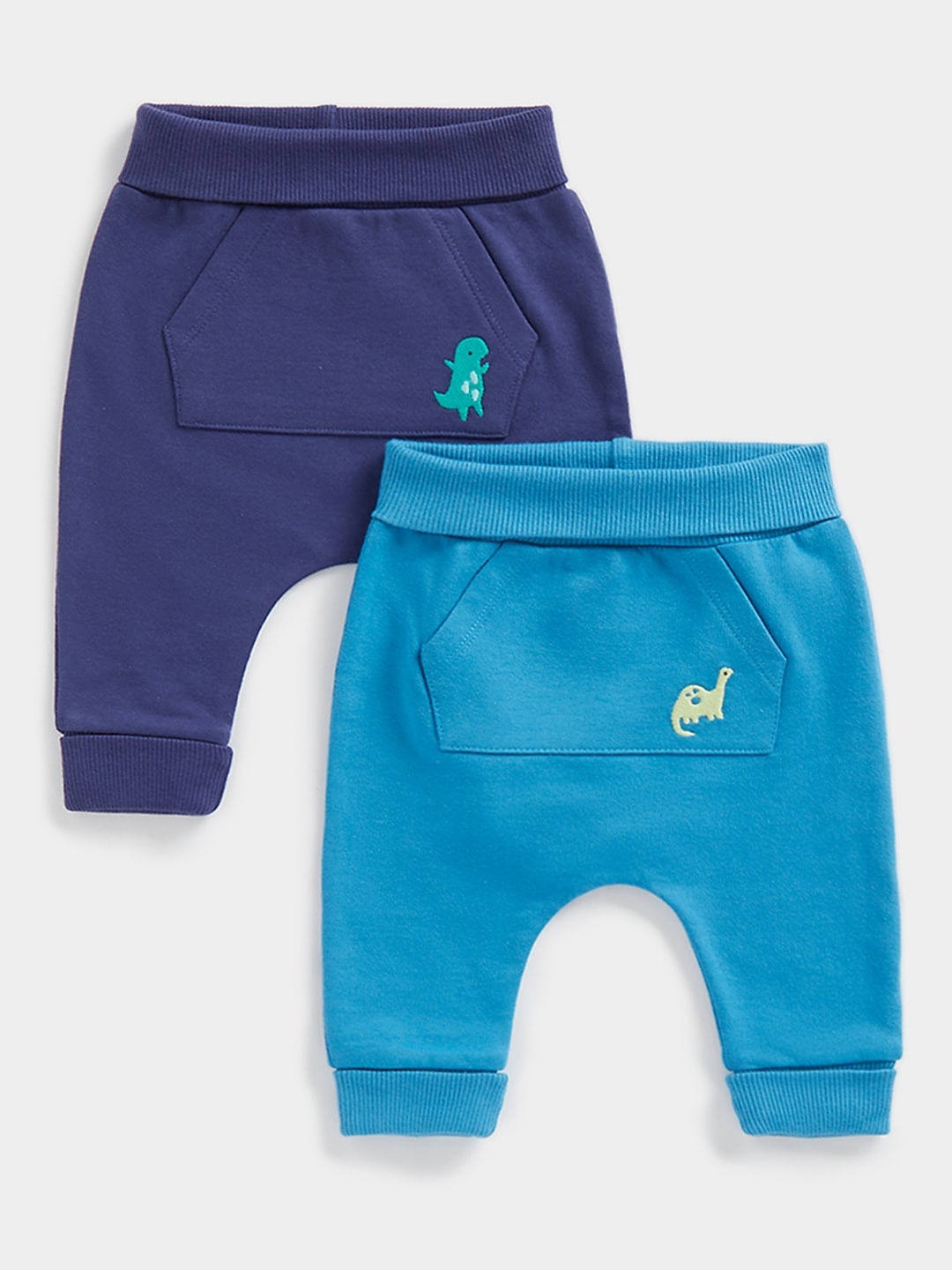 

mothercare Infants Pack of 2 Pure Cotton Relaxed Fit Joggers, Blue