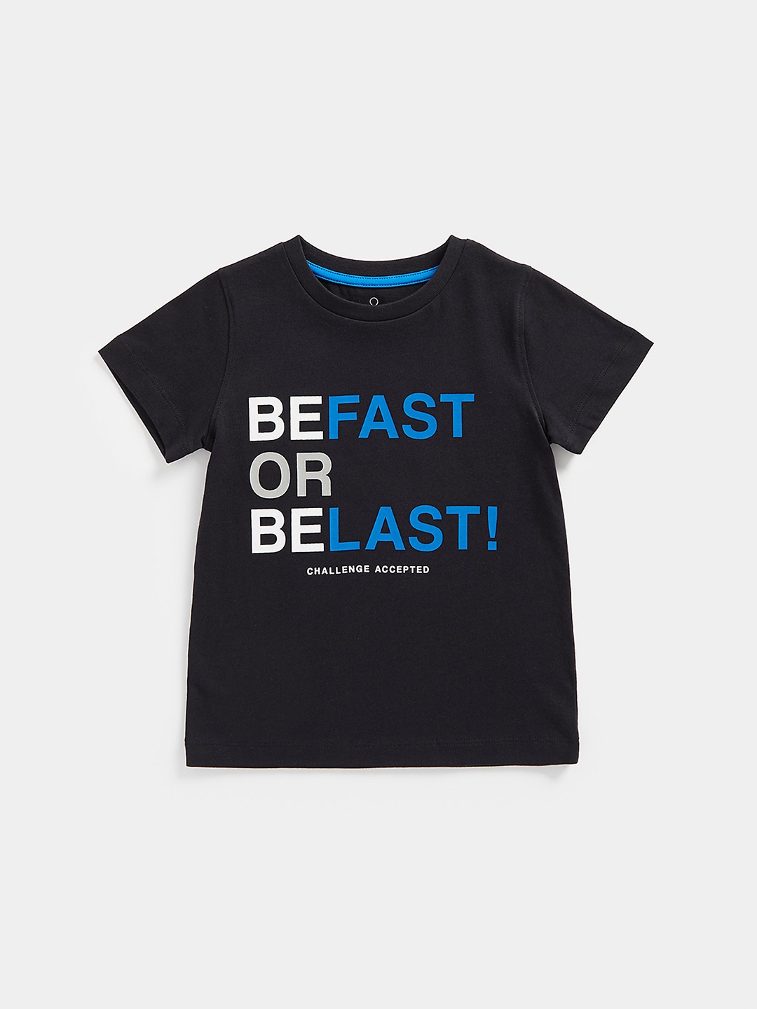 

mothercare Boys Typography Printed Pure Cotton T-shirt, Black