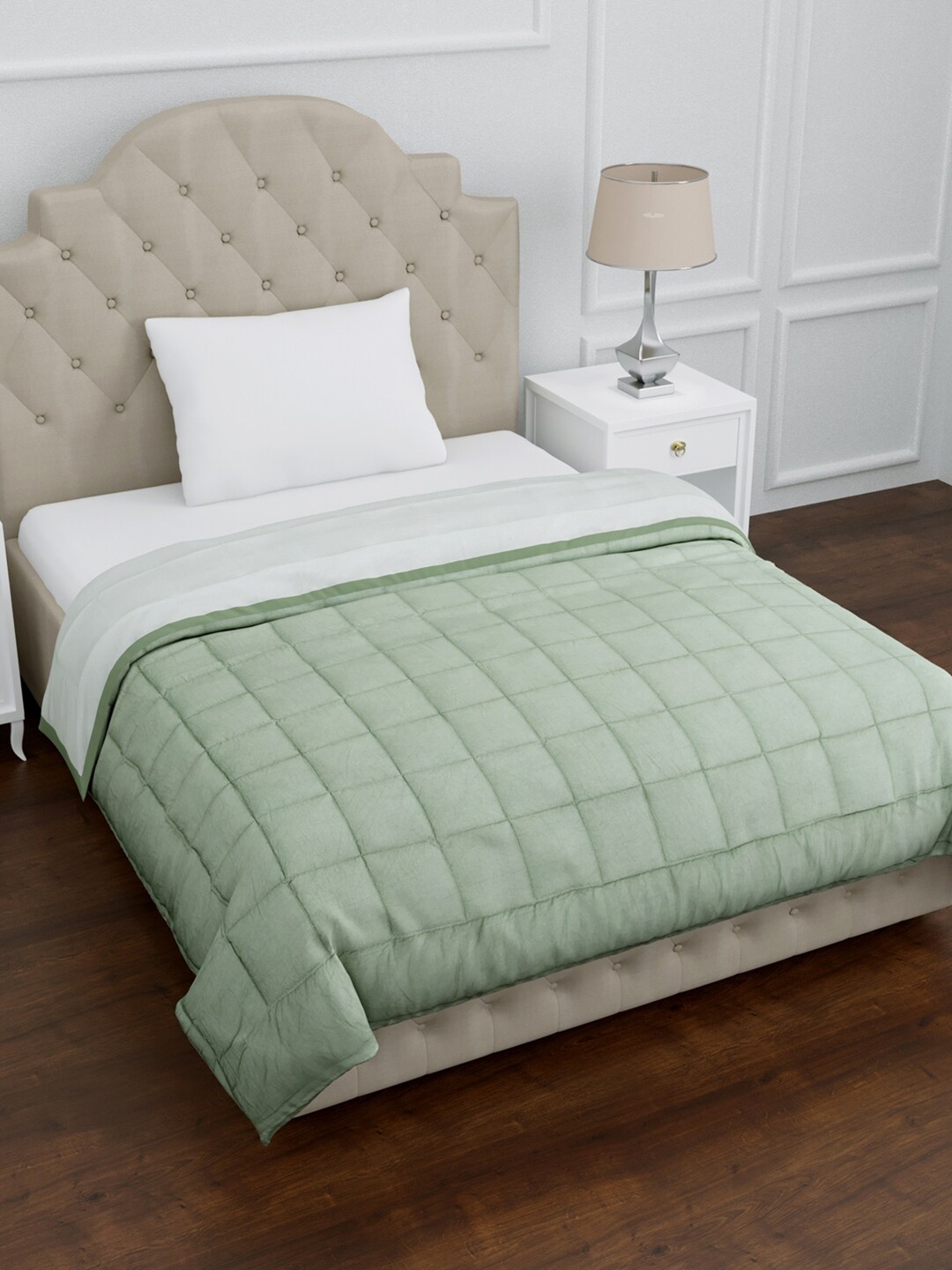 

EverHOME Green Microfiber AC Room 150 GSM Single Bed Dohar