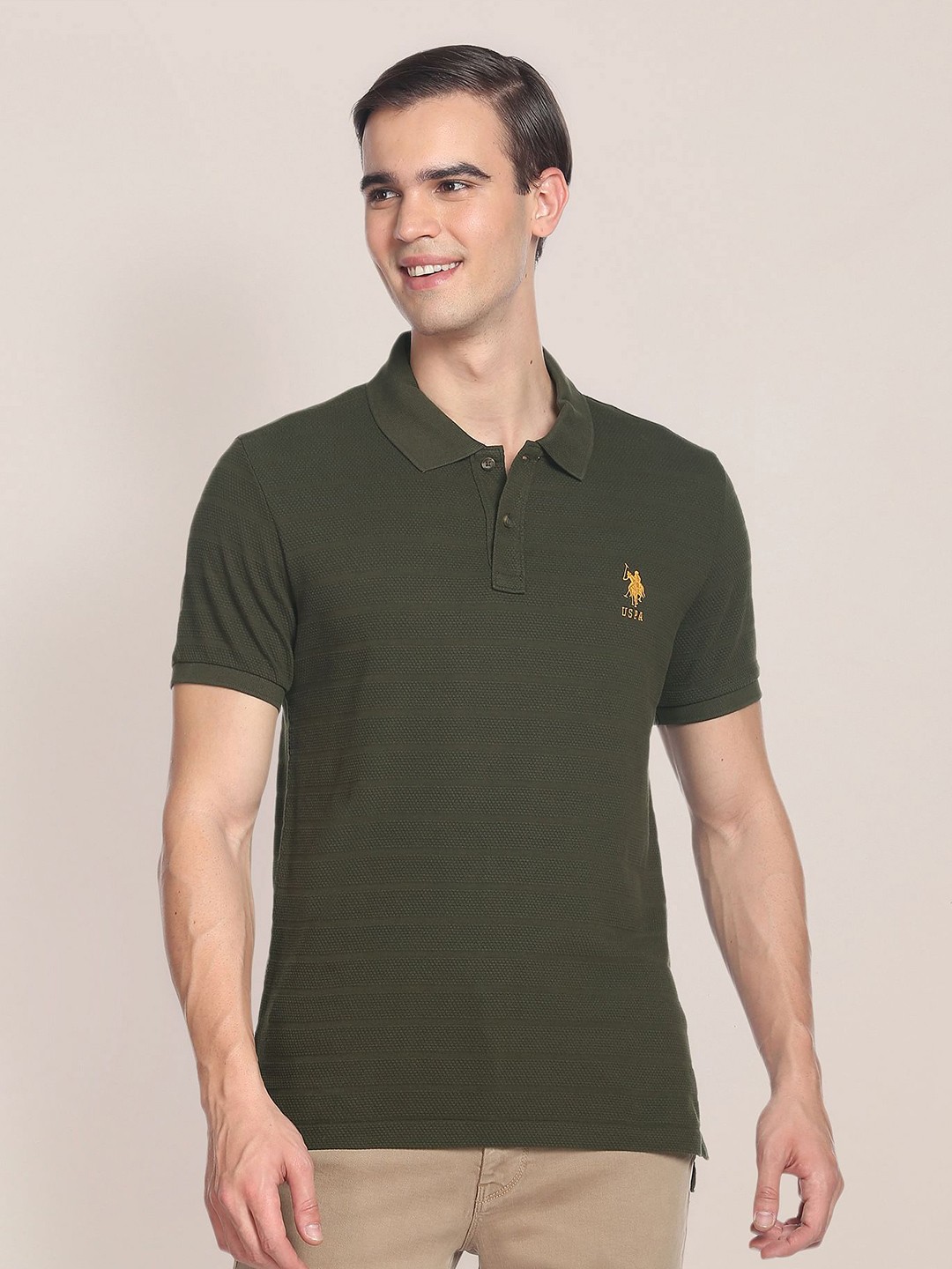 

U.S. Polo Assn. Polo Collar Pure Cotton T-shirt, Green