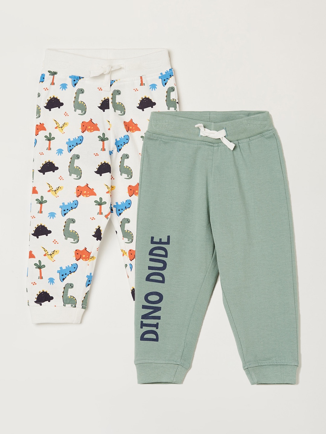 

Juniors by Lifestyle Boys Pack of 2 Printed Pure Cotton Joggers Trousers, Green