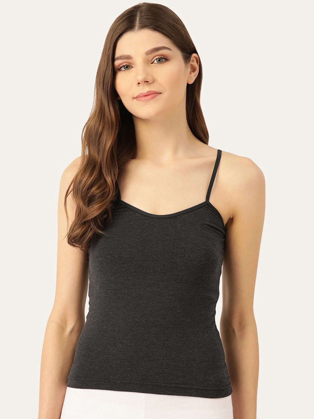 

Lady Lyka Cotton Spaghetti Camisole, Black
