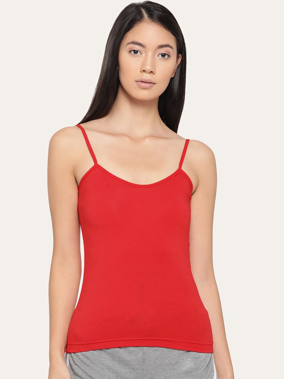 

Lady Lyka Cotton Spaghetti Camisole, Red