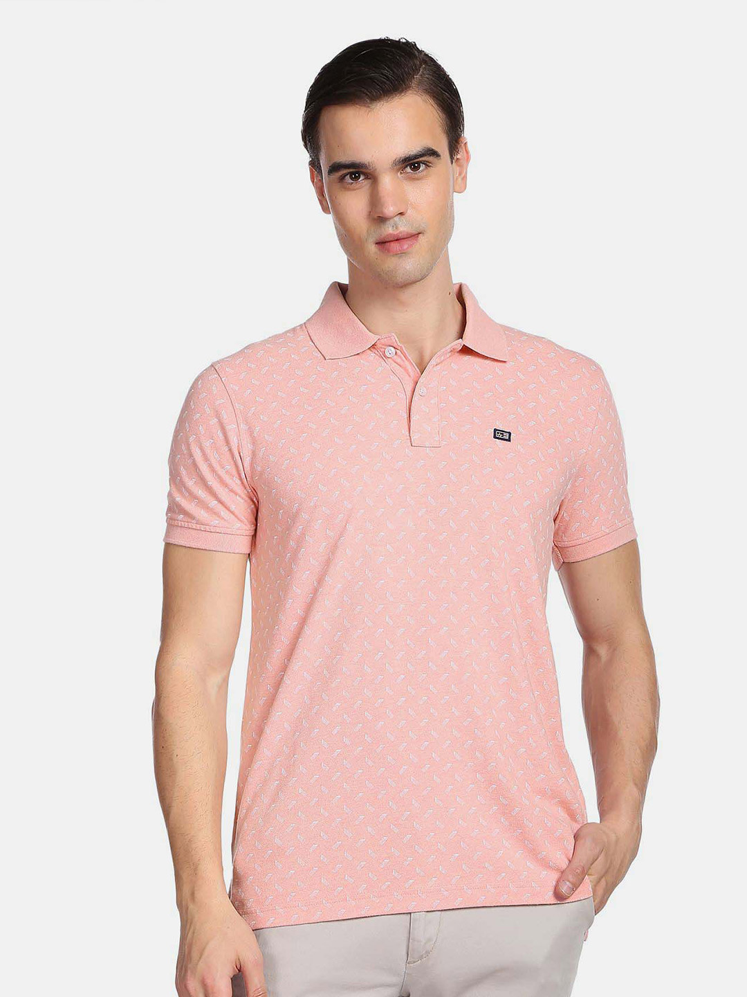 

Arrow Sport Printed Polo Collar T-shirt, Peach