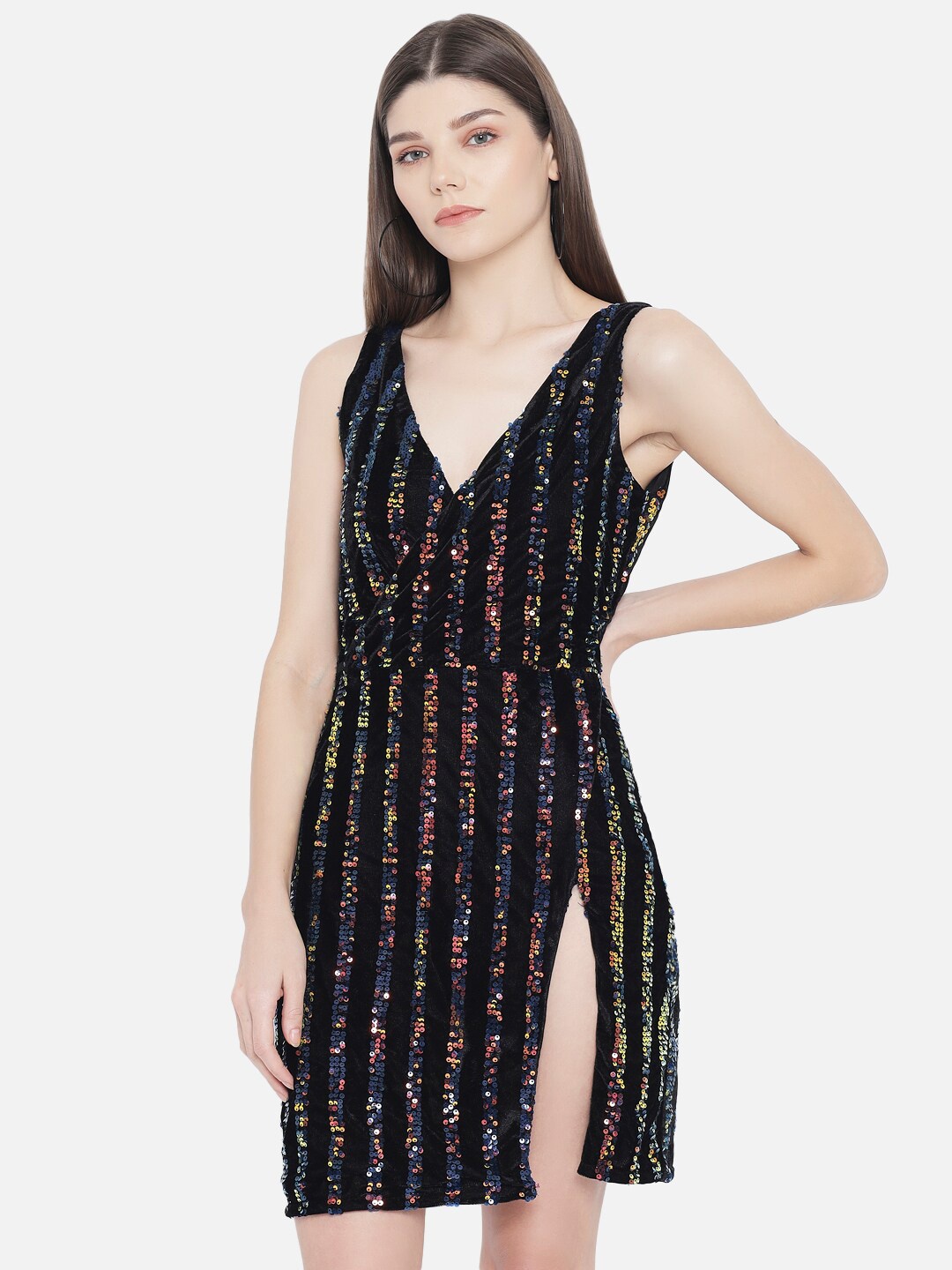 

Samshek Embellished Sequined Sheath Dress, Black