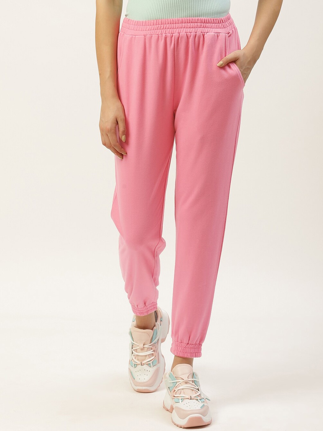 

Laabha Women Mid-Rise Joggers, Pink