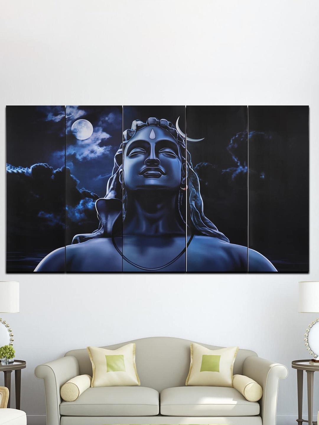 

Perpetual Navy Blue 5 Pieces Adiyogi Painting Wall Art
