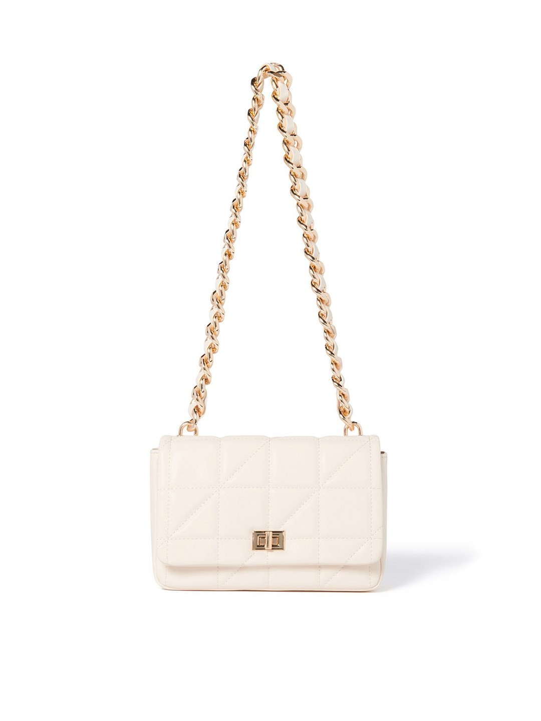

Forever New Quilted Structured Sling Bag, Off white