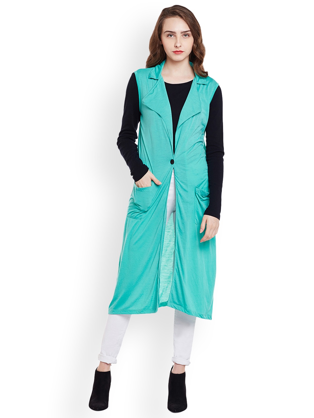 

Belle Fille Women Sea Green Longline Shrug