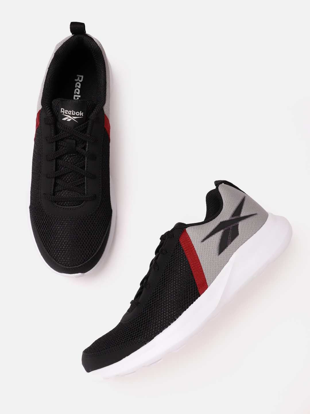 

Reebok Men Woven Design & Colourblocked Edge Identity Running Shoes, Black