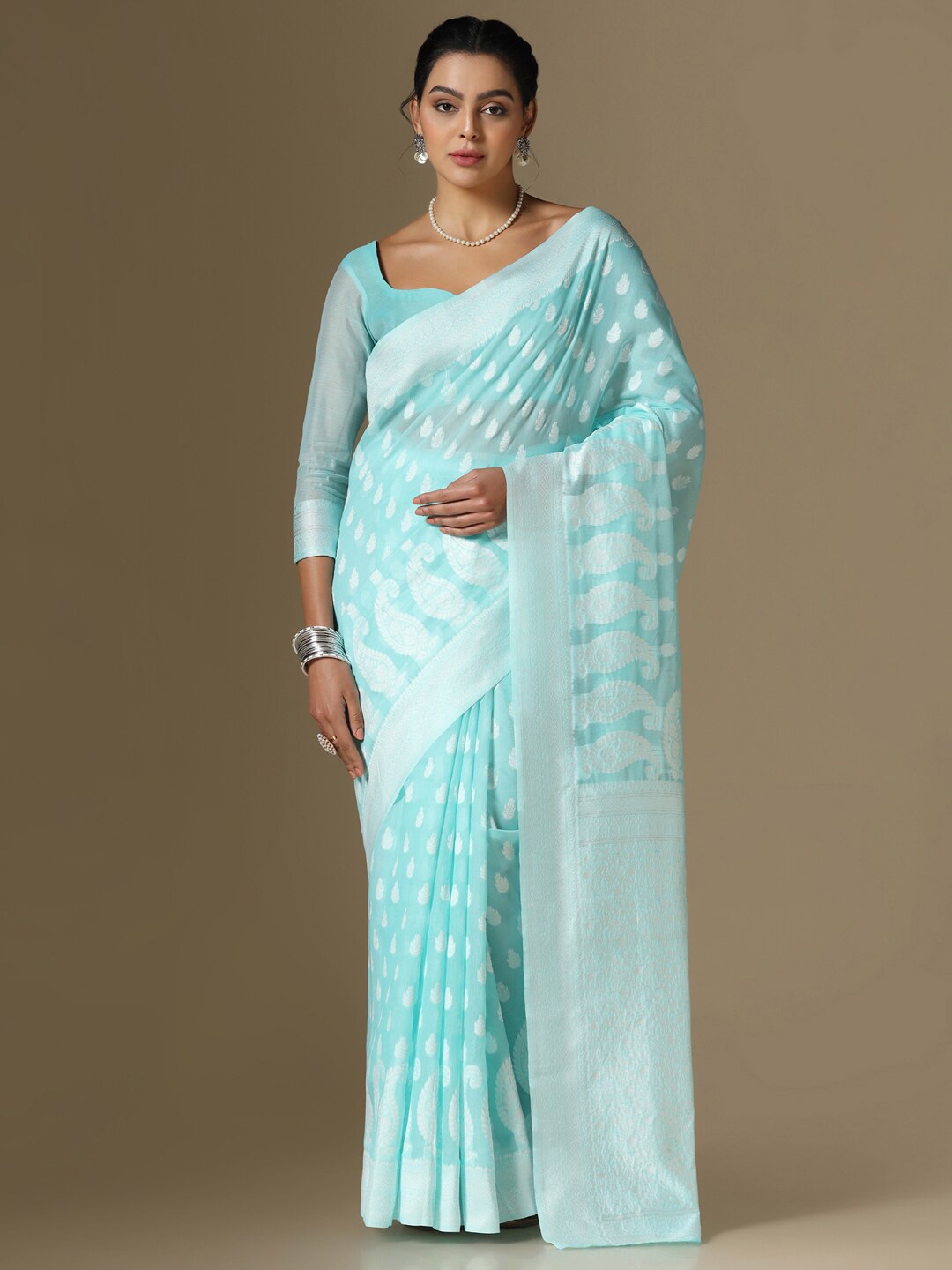 

Satrani Woven Design Banarasi Saree, Blue