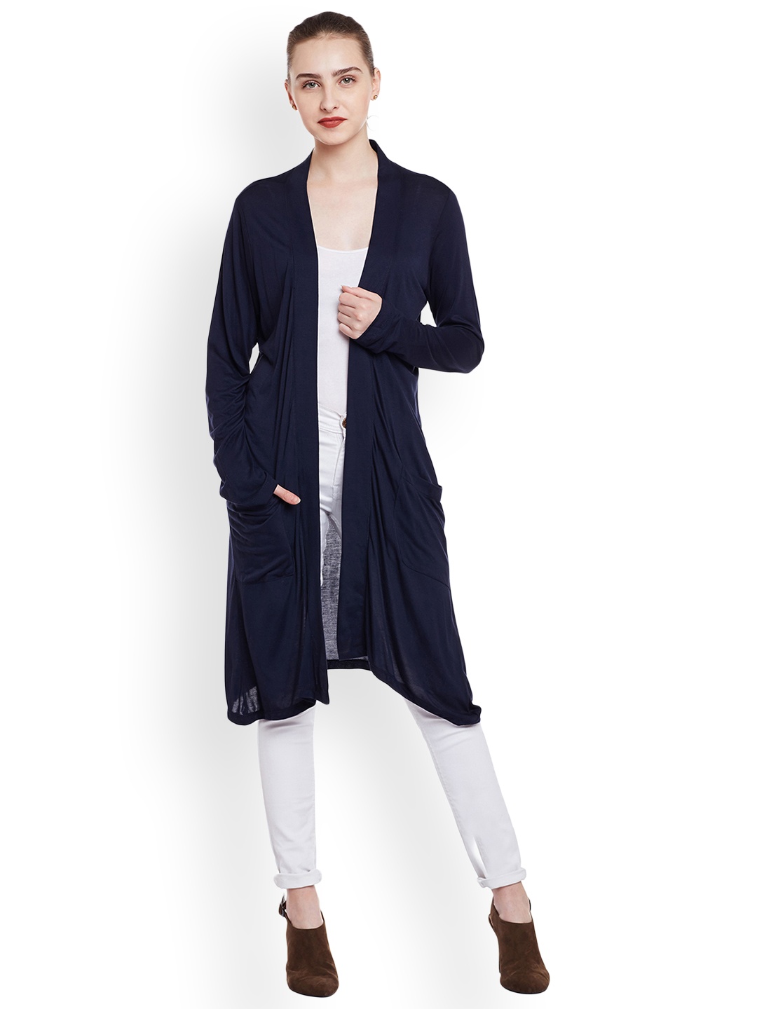 

Belle Fille Navy Longline Shrug, Navy blue