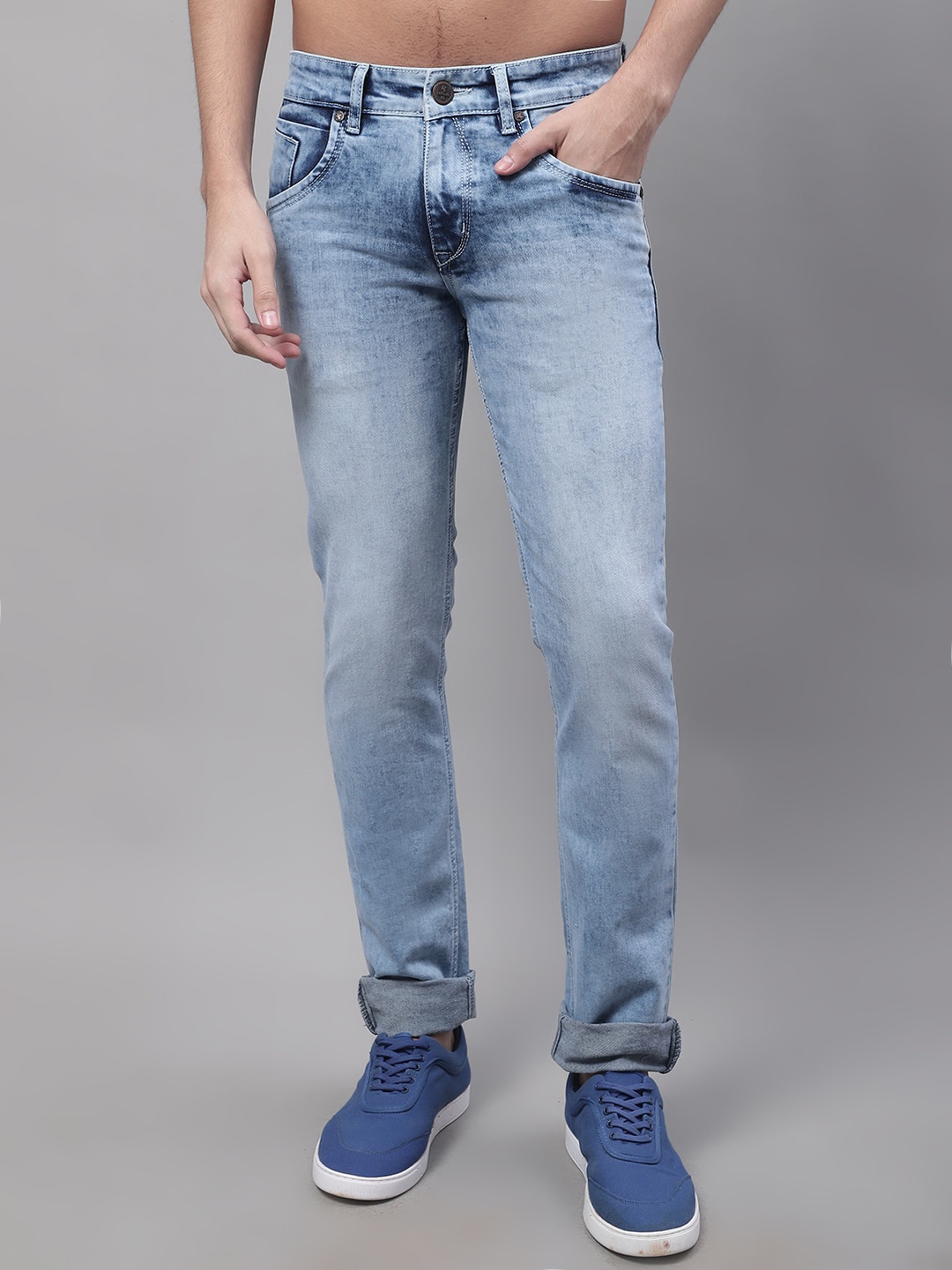 

Cantabil Men Heavy Fade Stretchable Cotton Jeans, Blue