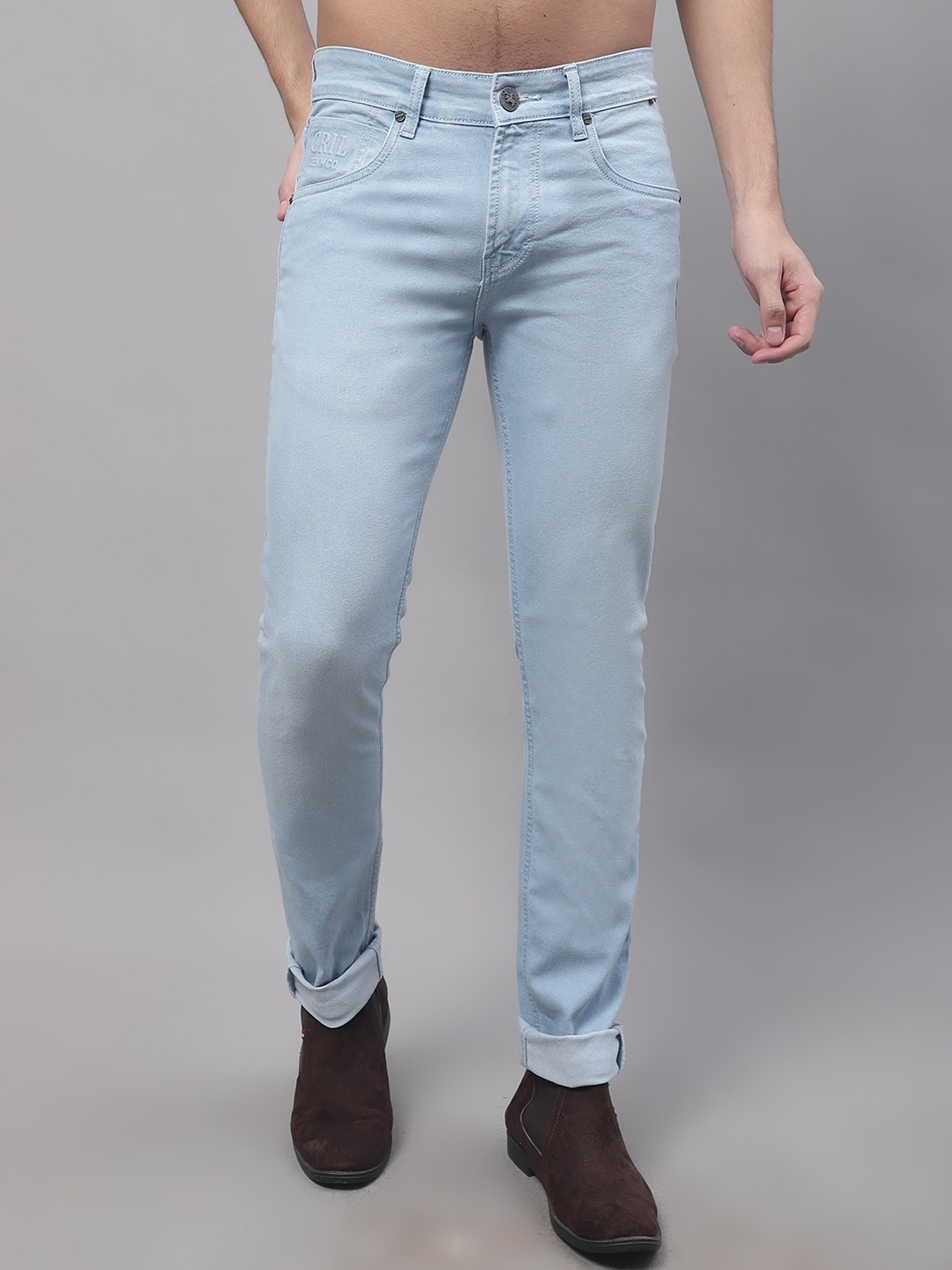 

Cantabil Men Stretchable Mid Rise Cotton Jeans, Blue