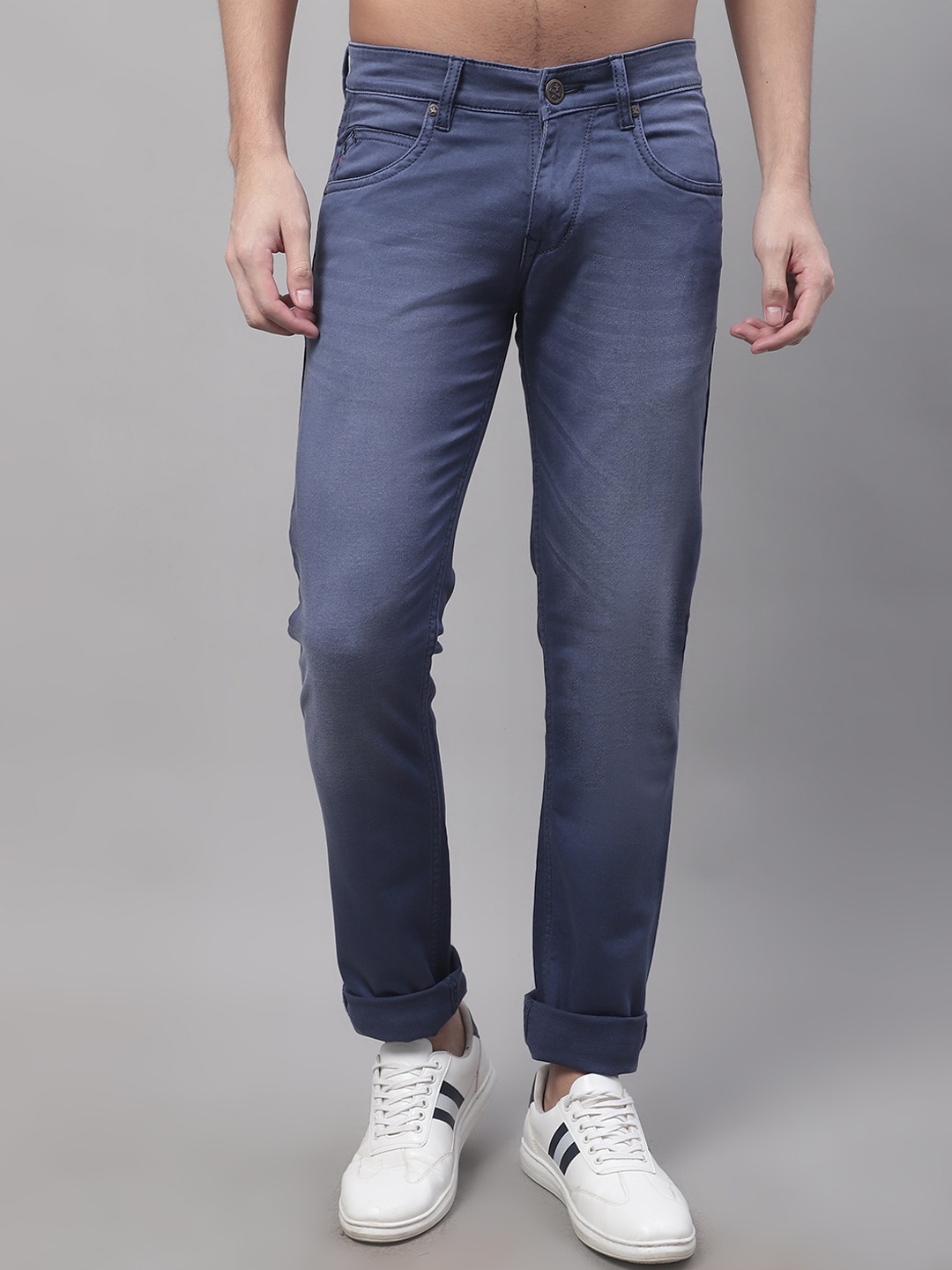 

Cantabil Men Light Fade Mid Rise Stretchable Cotton Jeans, Blue
