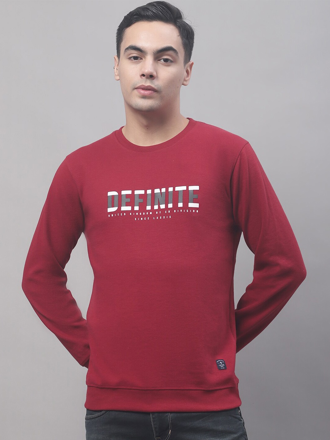 

Cantabil Men Typography Printed Cotton T-shirt, Maroon
