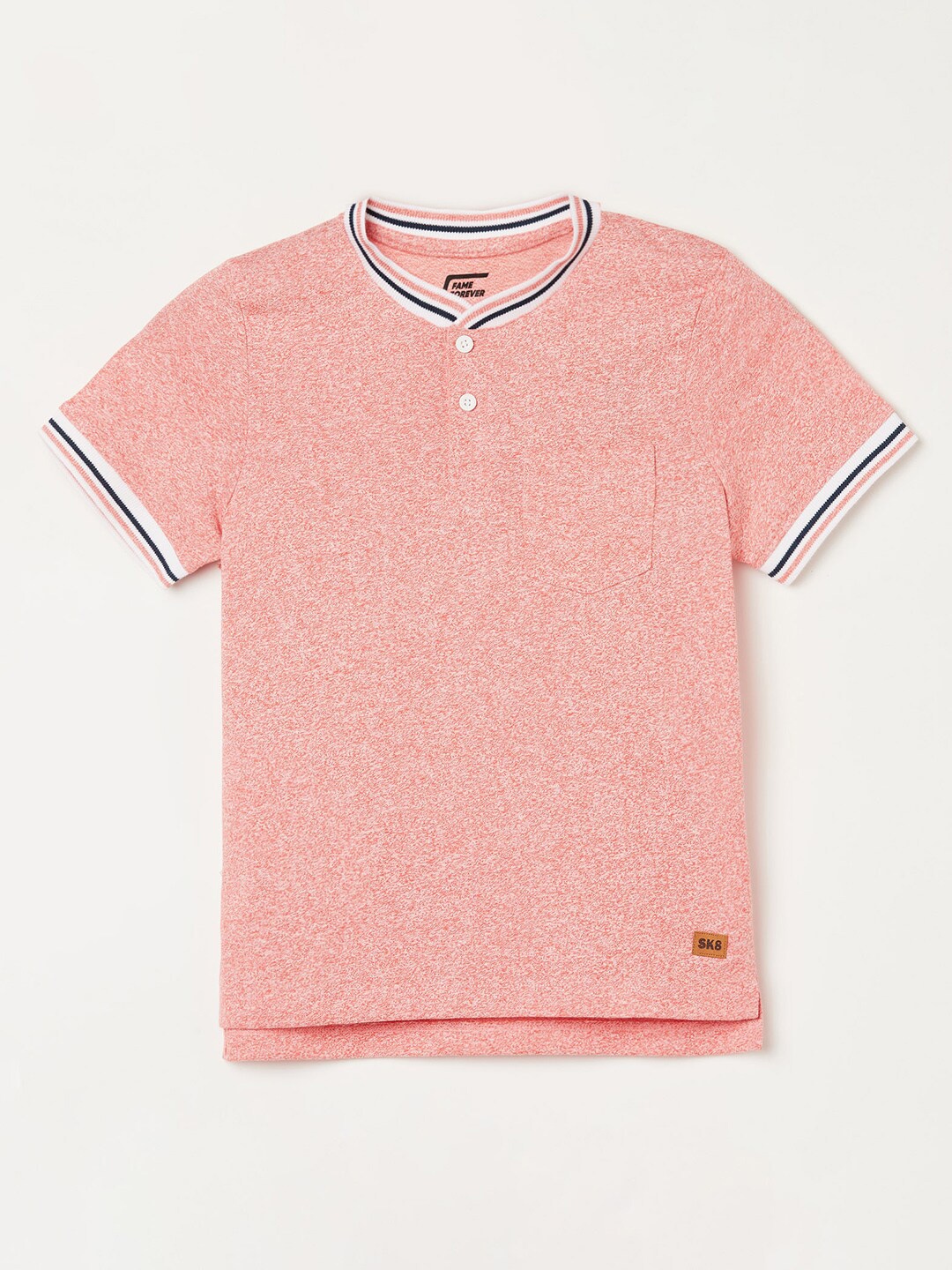 

Fame Forever by Lifestyle Boys Henley Neck T-shirt, Coral