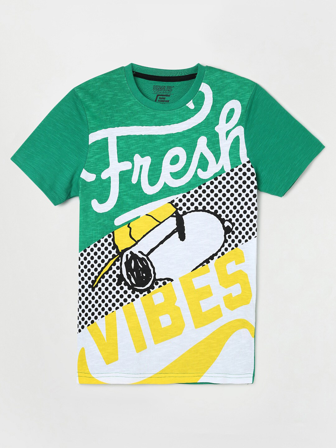 

Fame Forever by Lifestyle Boys Typography Printed Snoopy Cotton T-shirt, Green