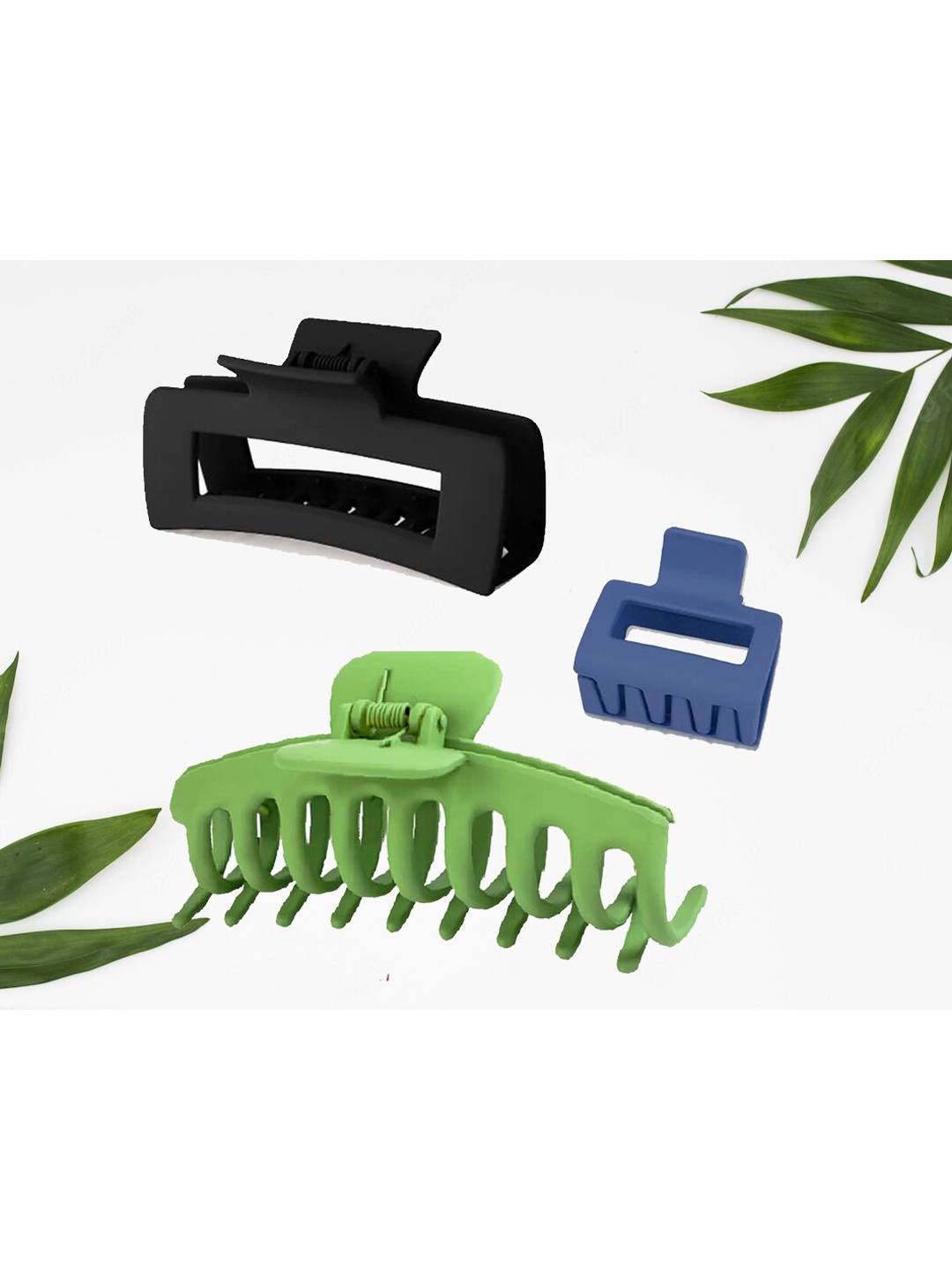 

VAGHBHATT Women Set of 3 Hair Claw Clip, Green