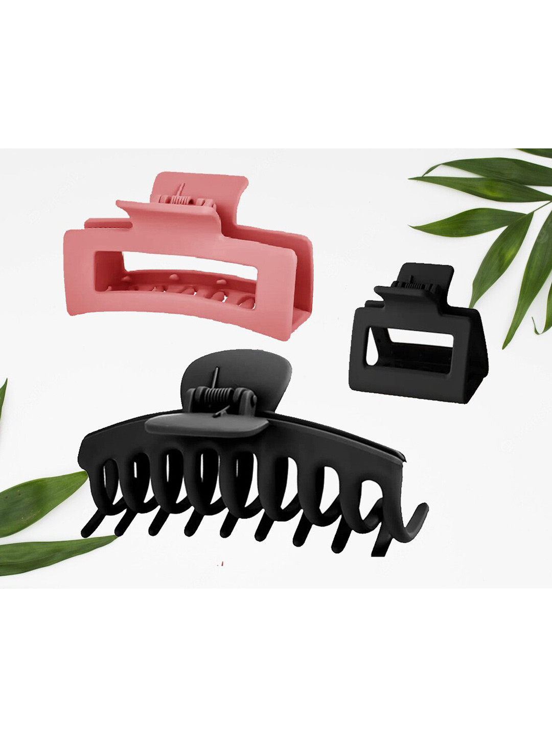 

VAGHBHATT Women Set of 3 Claw Clip, Black