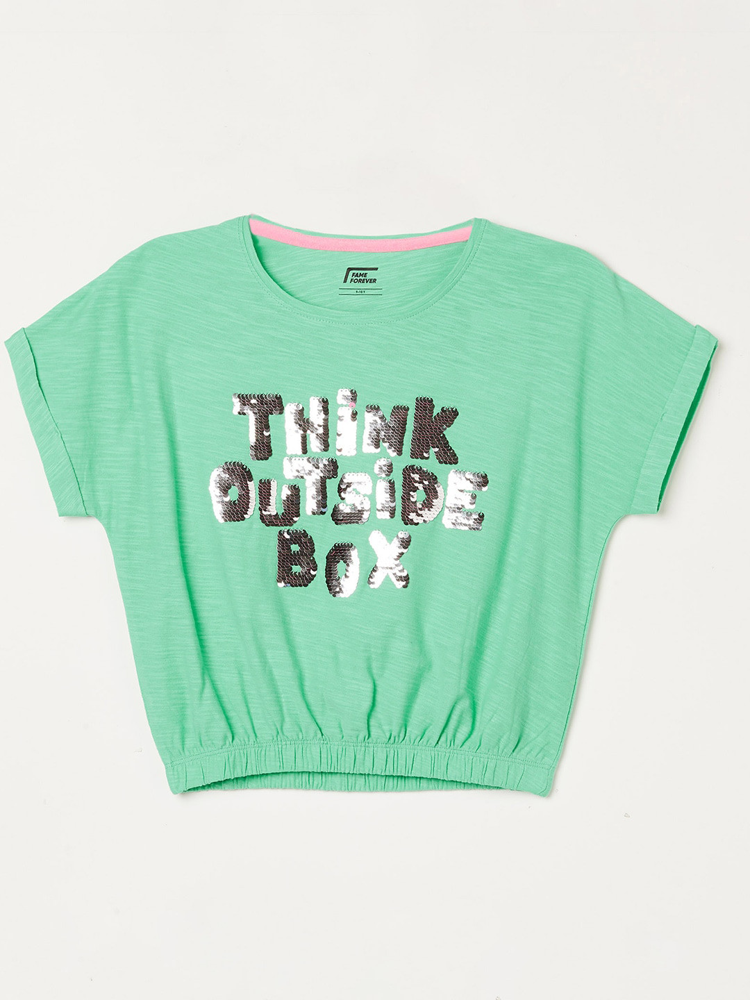 

Fame Forever by Lifestyle Girls Typography Embellished T-shirt, Green