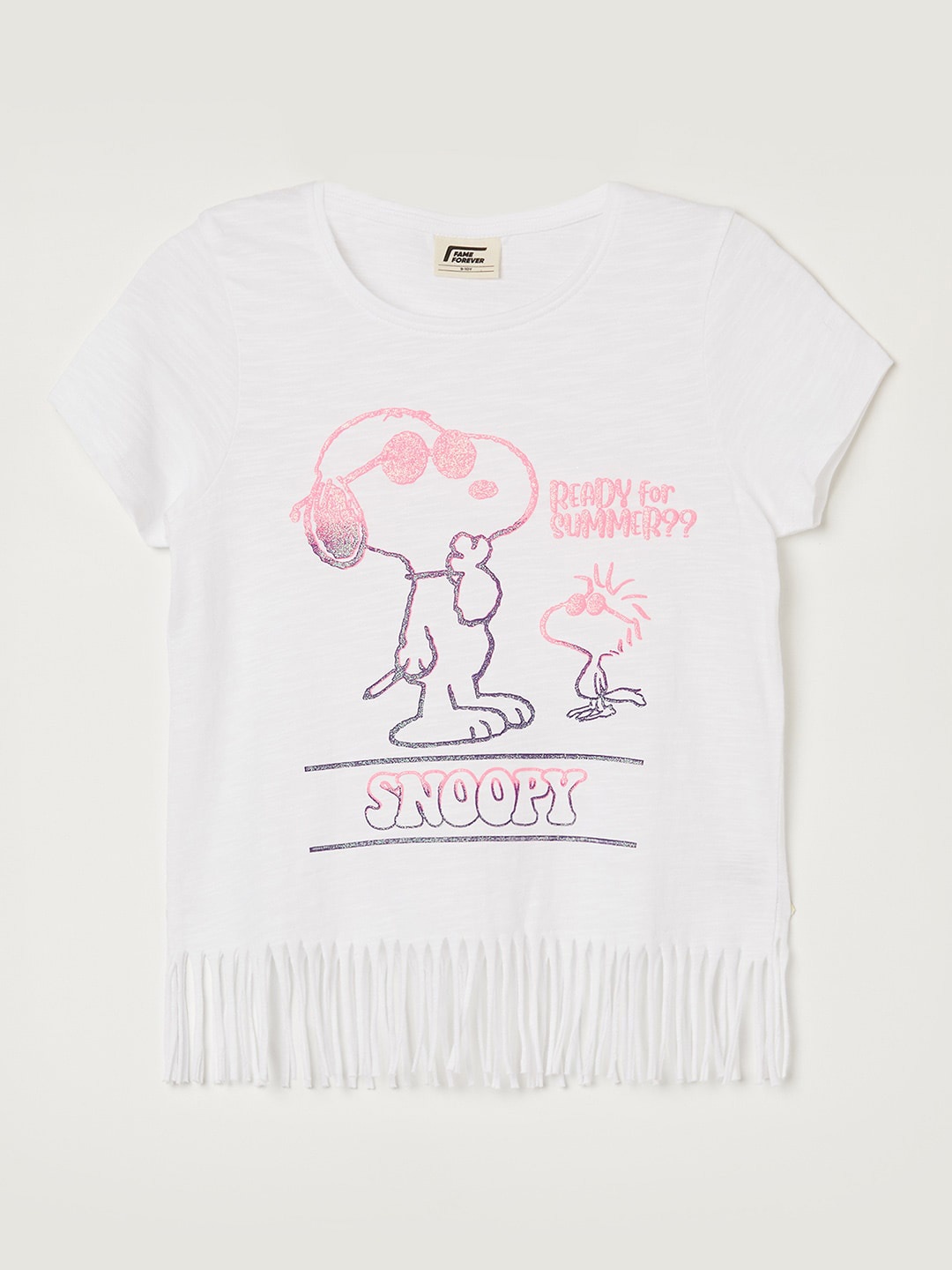 

Fame Forever by Lifestyle Girls Snoopy Printed Pure Cotton T-shirt, White