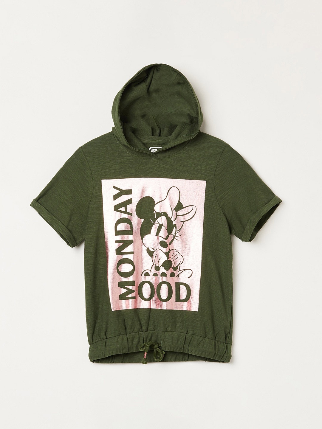 

Fame Forever by Lifestyle Girls Minnie Mouse Printed Pure Cotton T-shirt, Olive