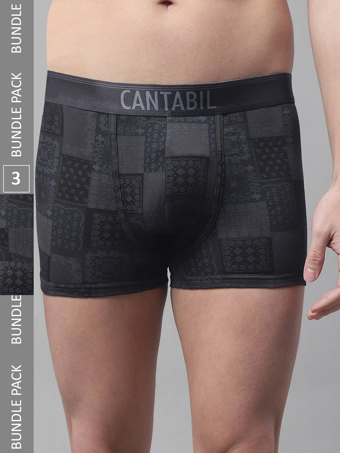 

Cantabil Men Pack Of 2 Checked Low-Rise Cotton Briefs, Black