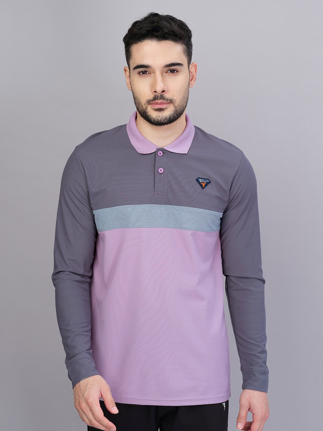 

Technosport Men Polo-Collar Full Sleeve Antimicrobial T-shirt, Mauve
