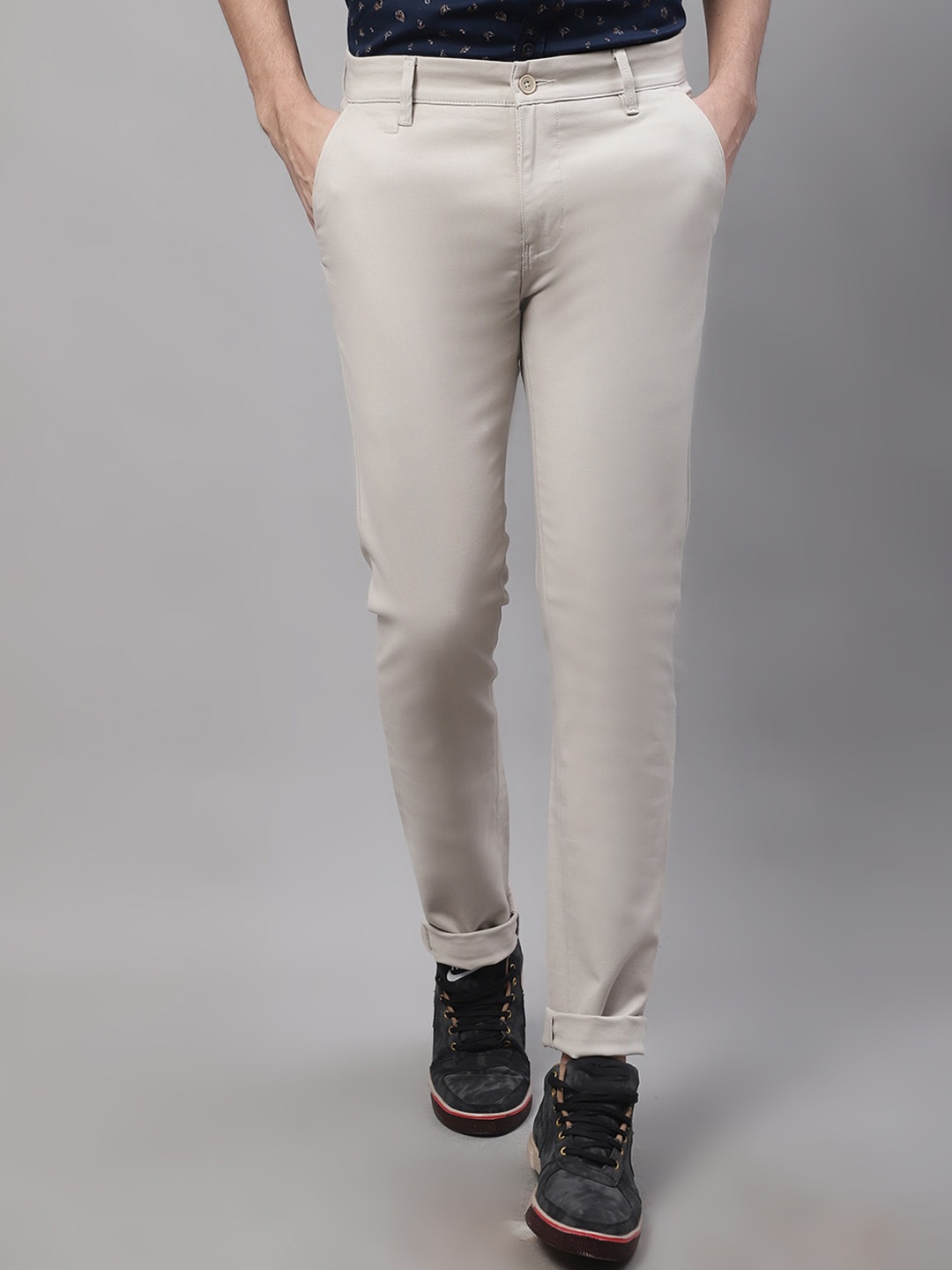 

Cantabil Men Cotton Regular Fit Formal Trousers, Beige