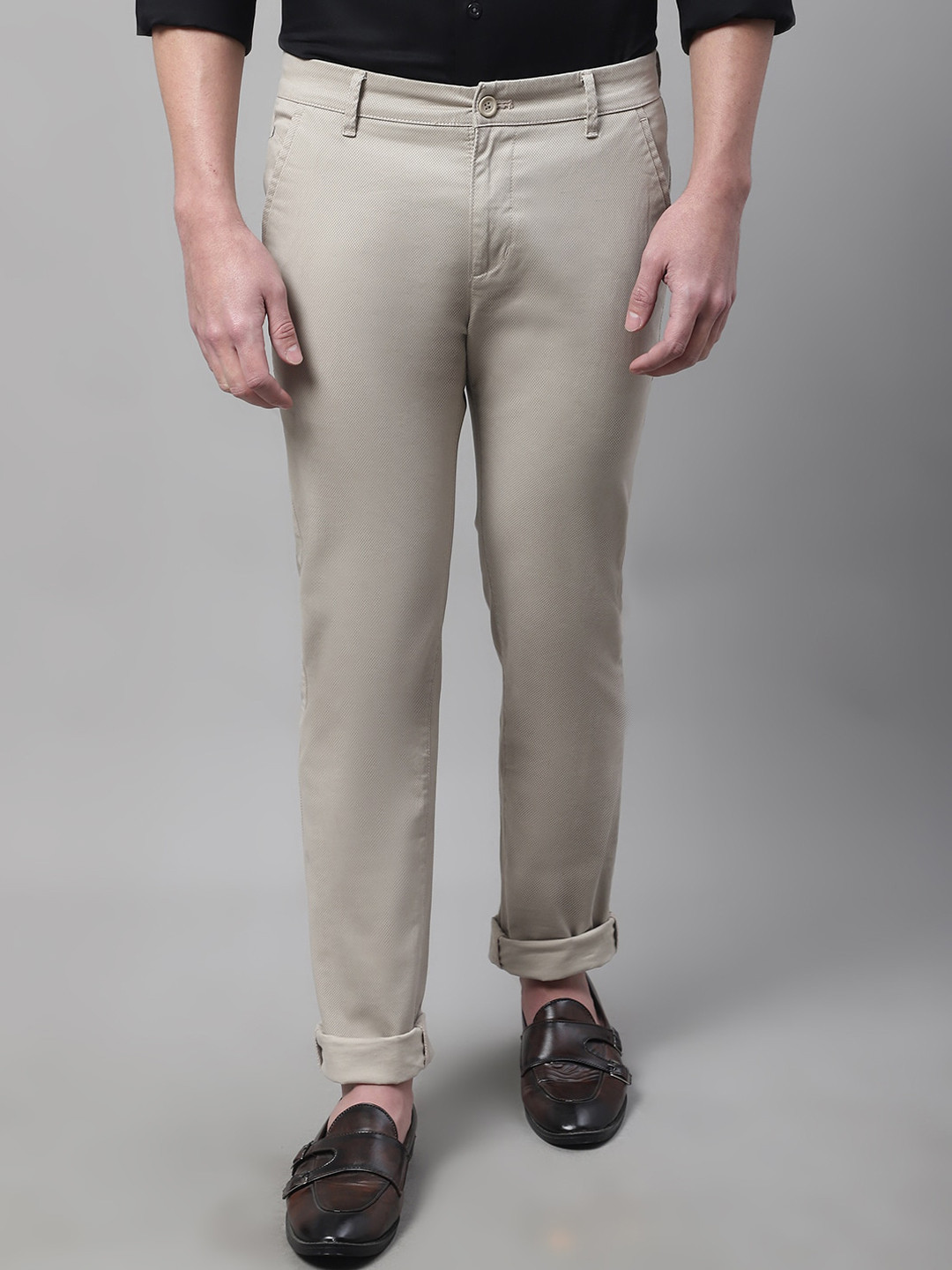 

Cantabil Men Cotton Formal Trousers, Beige
