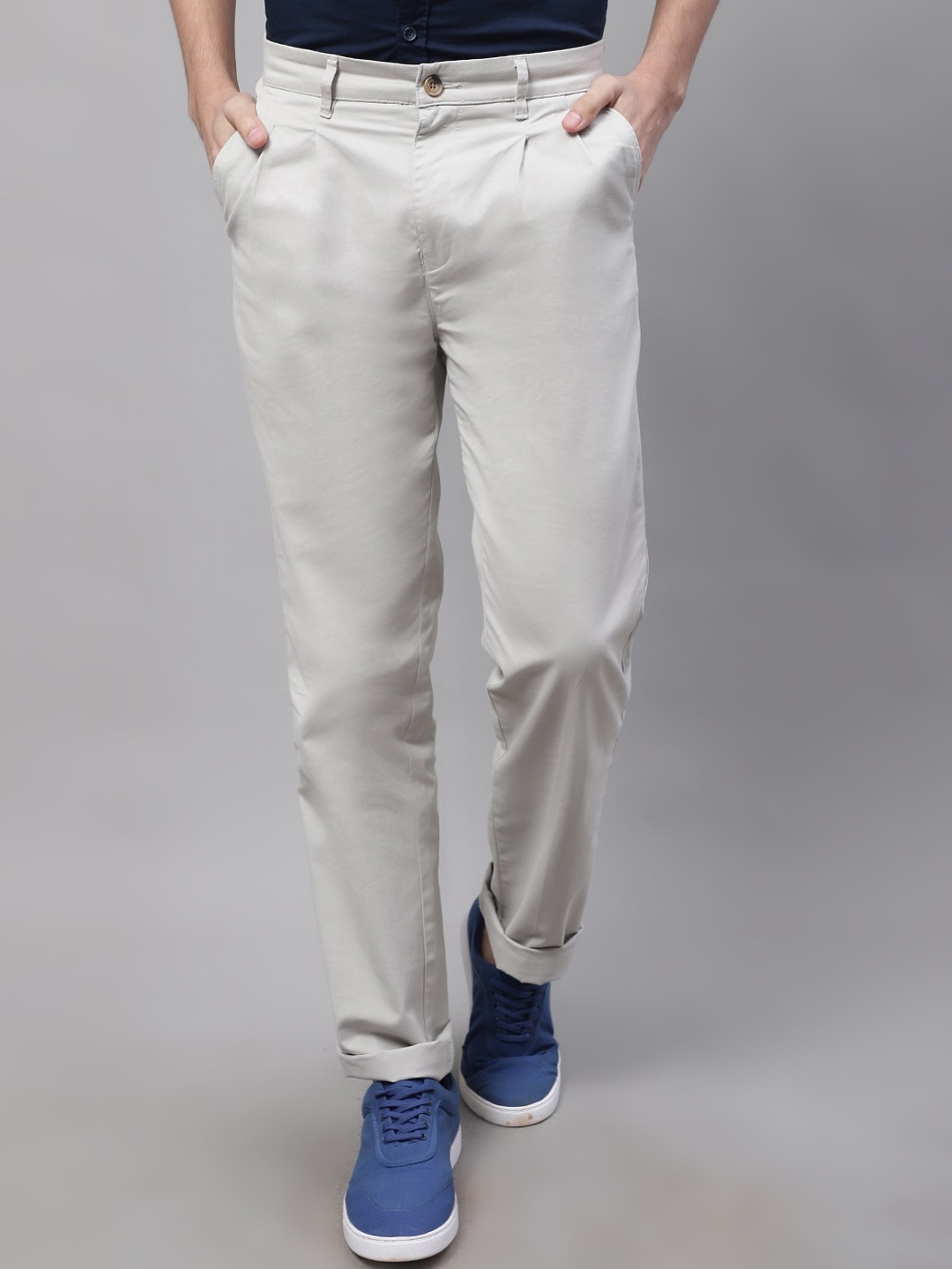 

Cantabil Men Cotton Regular Fit Trousers, Cream