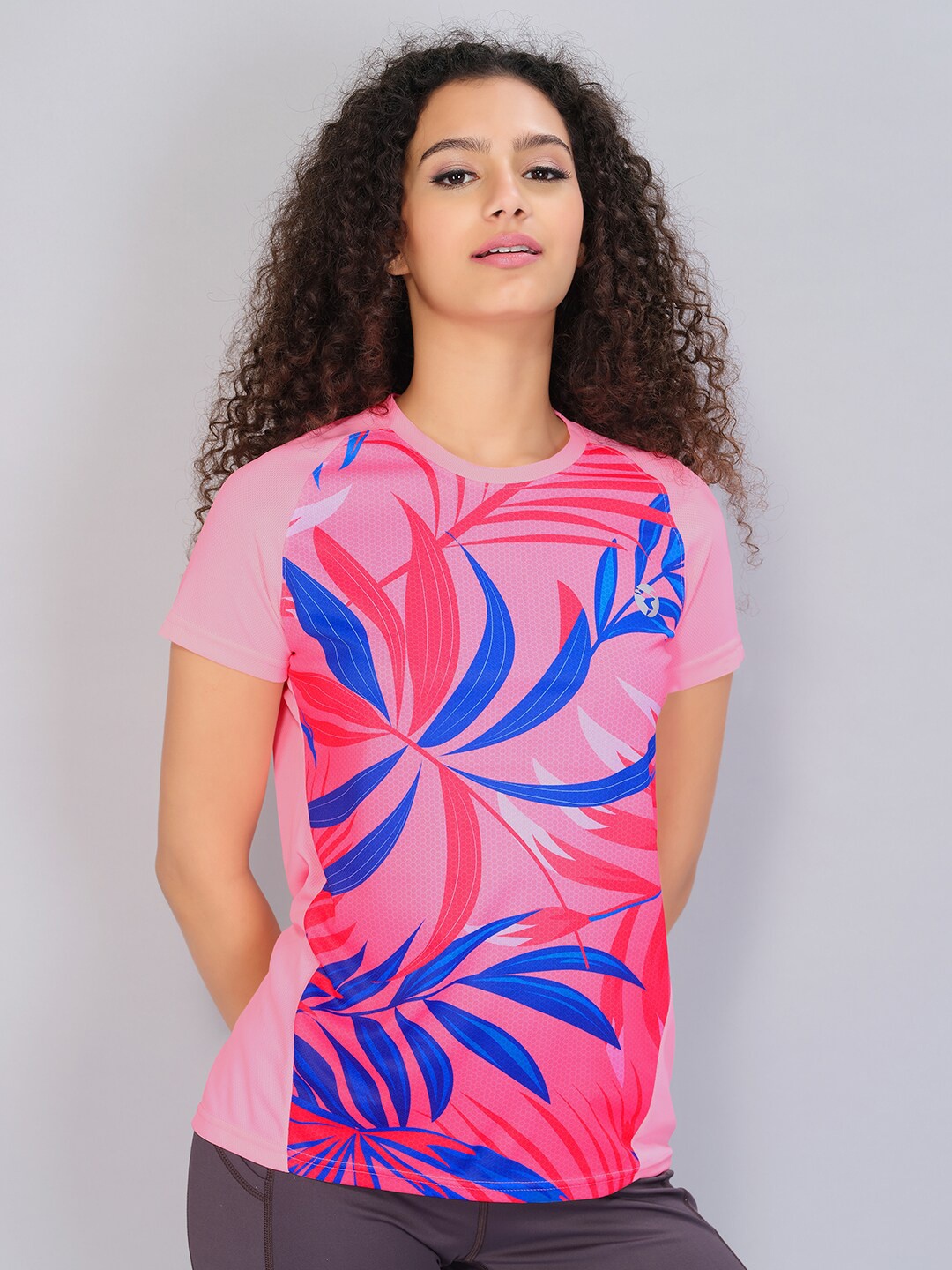 

Technosport Women Printed Antimicrobial Active T-shirt, Magenta