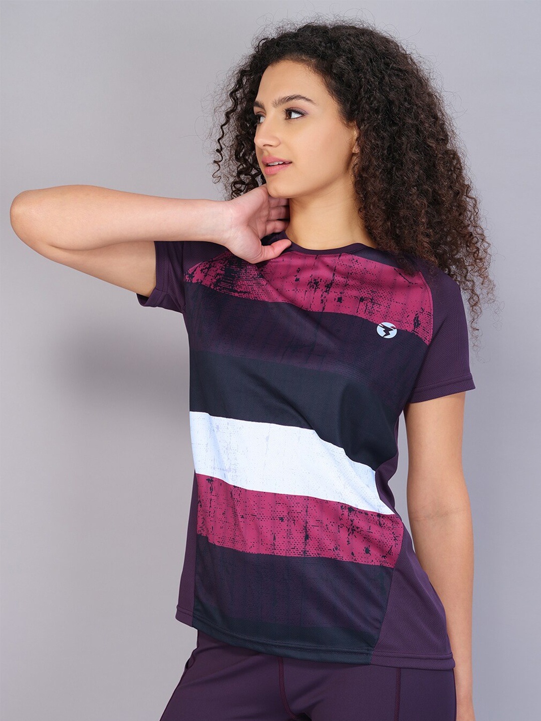 

Technosport Striped Antimicrobial T-shirt, Fuchsia