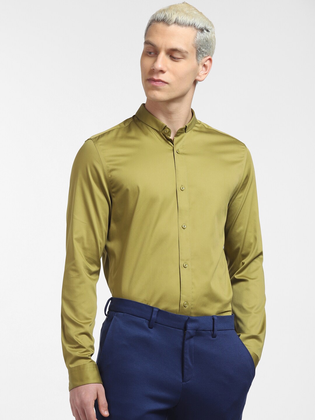 

Jack & Jones Men Slim Fit Formal Cotton Shirt, Olive