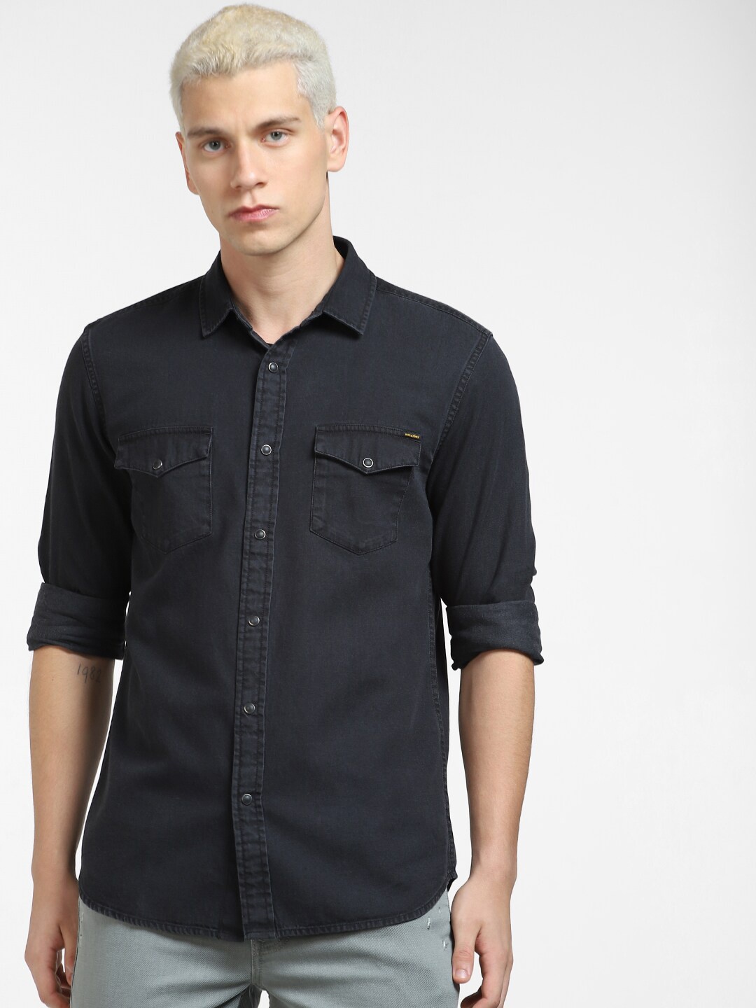 

Jack & Jones Men Slim Fit Casual Cotton Shirt, Black