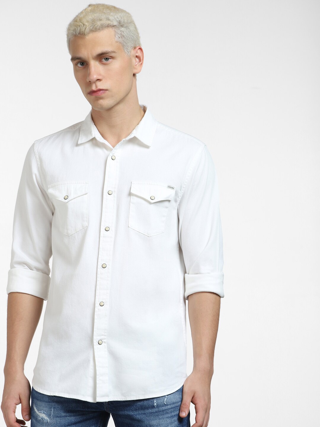 

Jack & Jones Men Slim Fit Casual Cotton Shirt, White