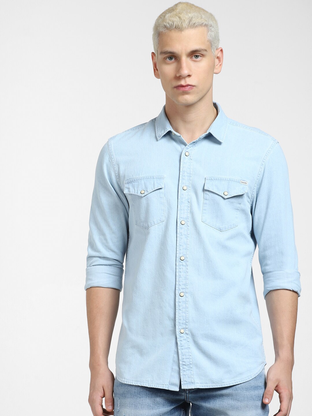 

Jack & Jones Men Slim Fit Casual Cotton Shirt, Blue