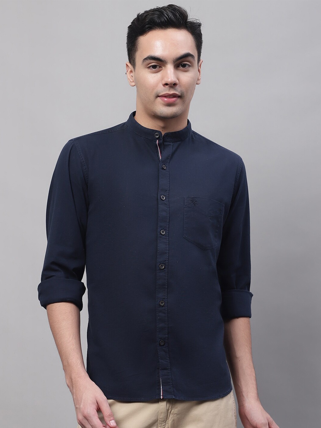 

Cantabil Men Casual Cotton Shirt, Navy blue