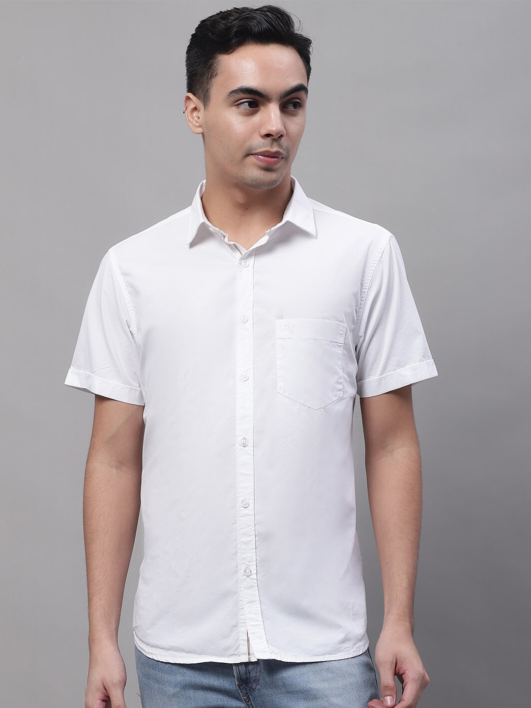 Cantabil Men Casual Cotton Shirt, White