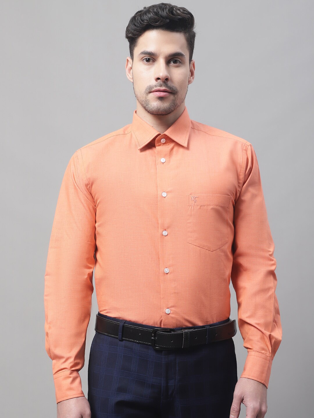 

Cantabil Men Cotton Formal Shirt, Orange