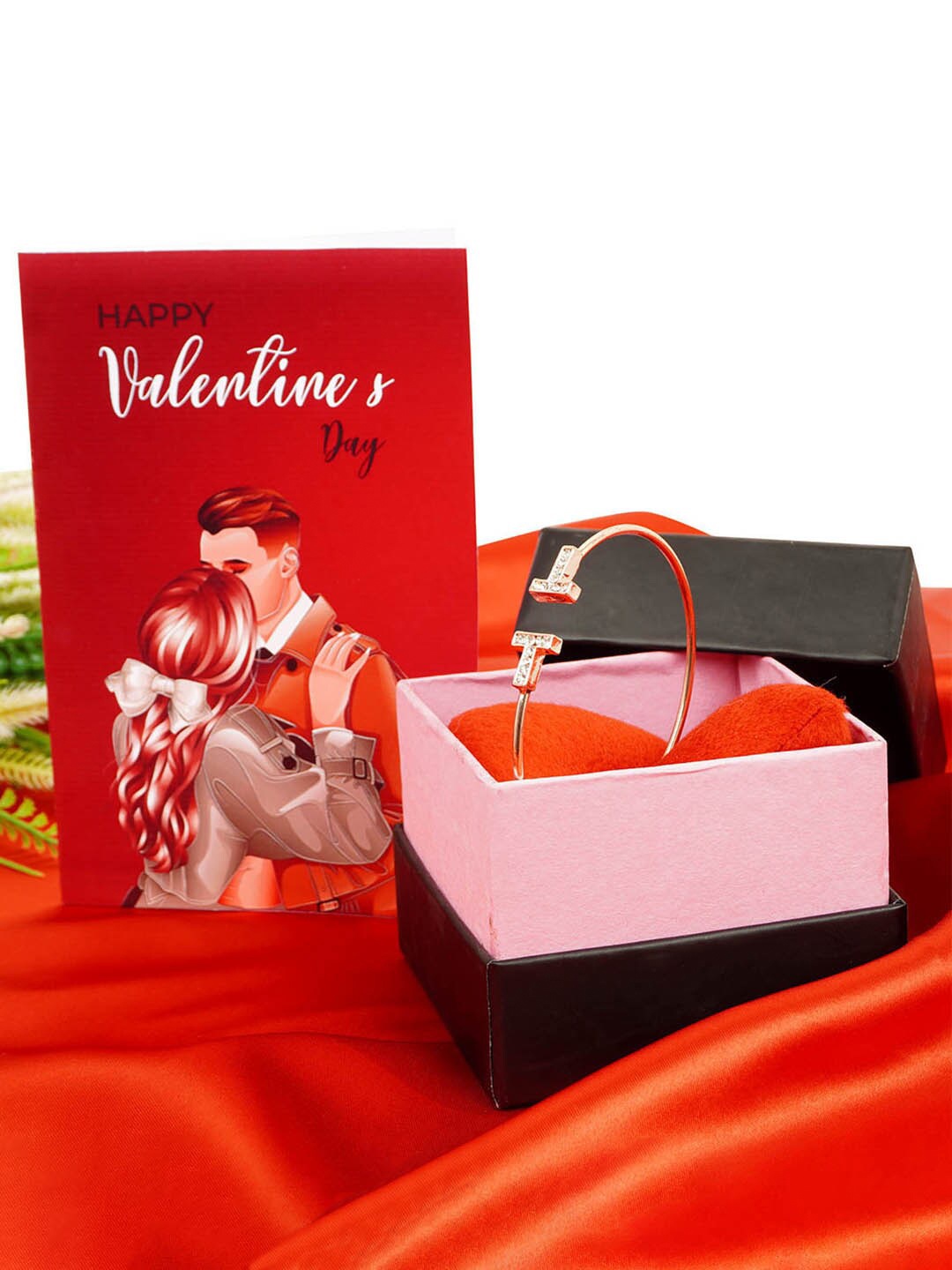 

Ferosh Valentine's Day Women Rose Gold Toned Bracelet With Box & Greeting Card