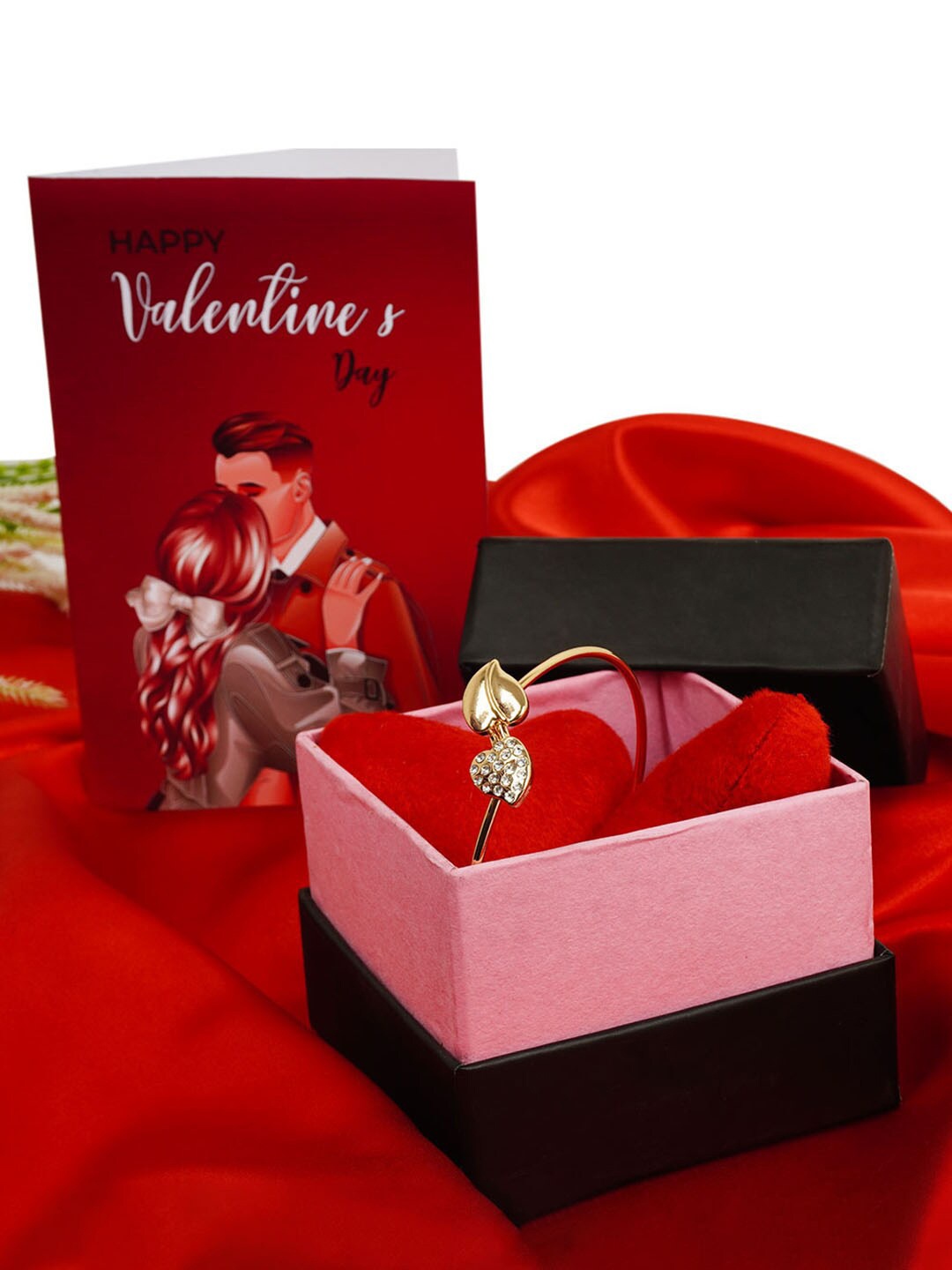 

Ferosh Valentine's Day Women Gold Toned Bracelet With Box & Greeting Card