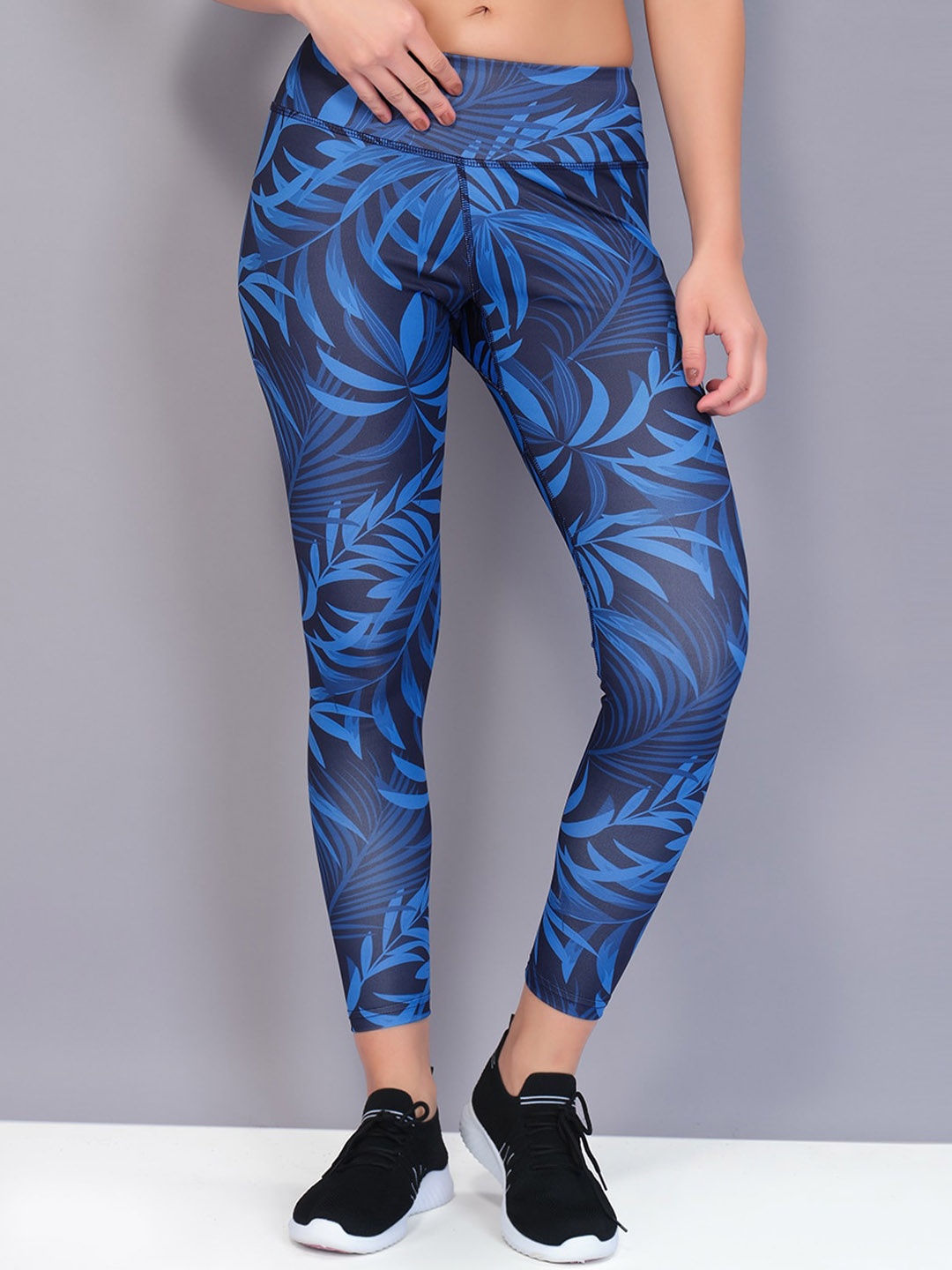 

Technosport Women Floral Printed Rapid Dry Training Tights, Navy blue