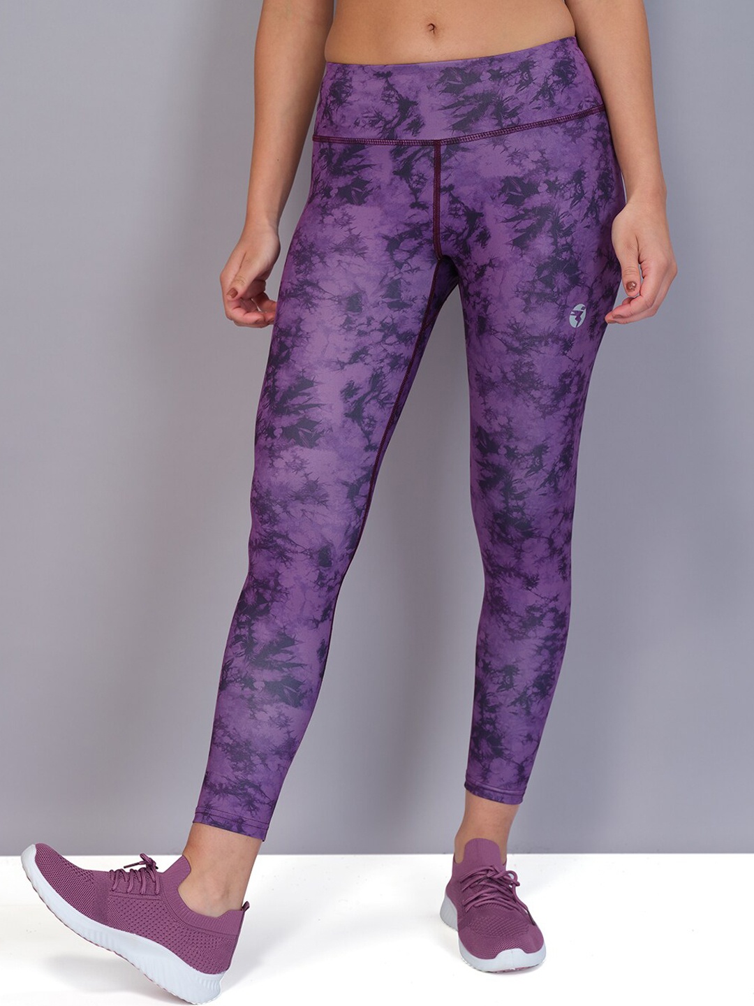 

Technosport Women Printed Antimicrobial Rapid-dry Training Tights, Purple